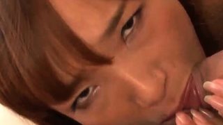 Asian teen Misaki Tanemura blows 2 studs for a crazy
